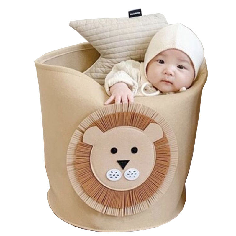 INS Cartoon Storage Basket Baby Dirty Clothes Basket Children's Toy Storage Bucket Felt Storage Bag Washable Clothes Storage