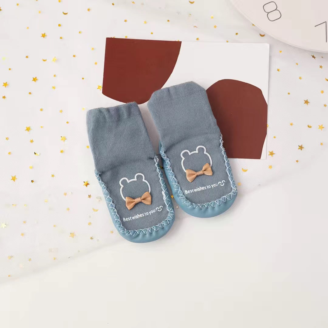 Spring and Autumn Baby Floor Socks Middle Tube Anti-slip Children's Toddler Shoes Combed Cotton Newborn 0-3 Years Old Socks