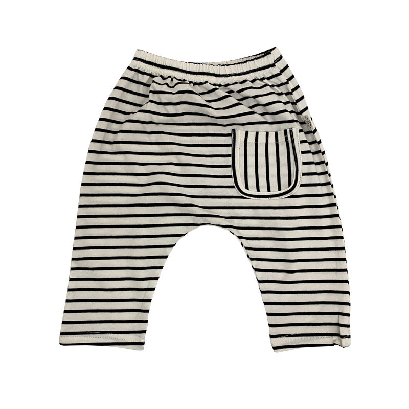 Children's clothing spring and summer boys and girls all match casual stripes comfortable pants baby trousers