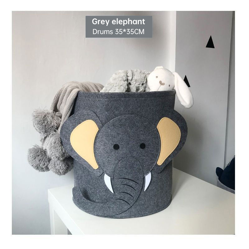 INS Cartoon Storage Basket Baby Dirty Clothes Basket Children's Toy Storage Bucket Felt Storage Bag Washable Clothes Storage