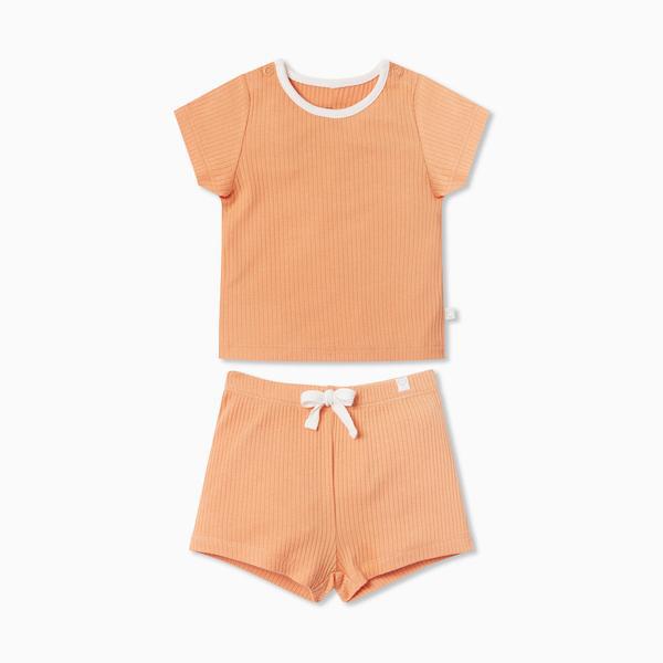 Summer Children's Ice Silk Cotton Short Sleeve Suit 2 Piece Sports Clothes Baby Thin Home Clothes