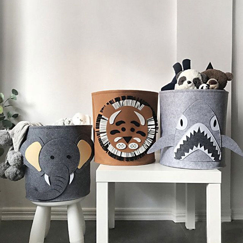 INS Cartoon Storage Basket Baby Dirty Clothes Basket Children's Toy Storage Bucket Felt Storage Bag Washable Clothes Storage