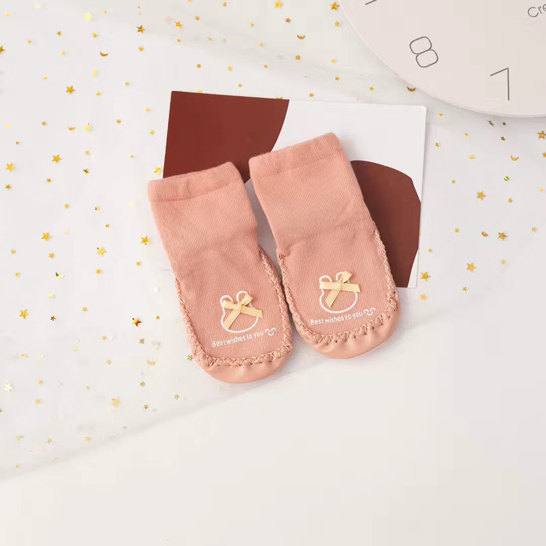 Spring and Autumn Baby Floor Socks Middle Tube Anti-slip Children's Toddler Shoes Combed Cotton Newborn 0-3 Years Old Socks