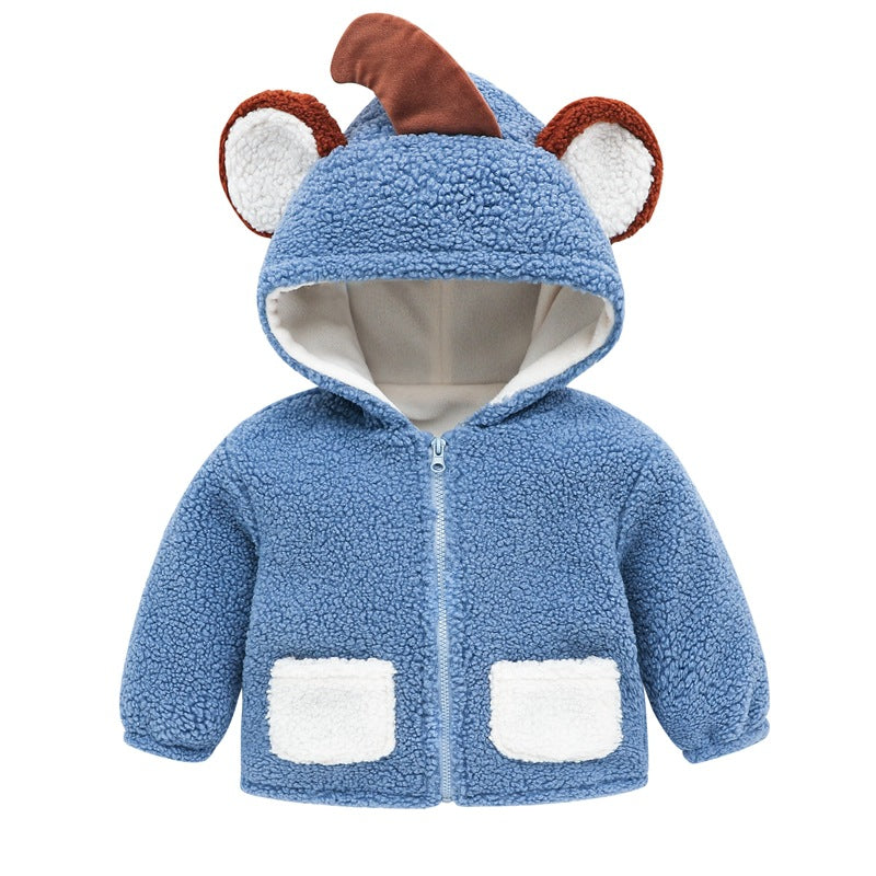 Boys Polar Fleece Jacket Girls Coat Autumn and Winter Clothes Baby Fleece Hooded Tops Baby Clothes