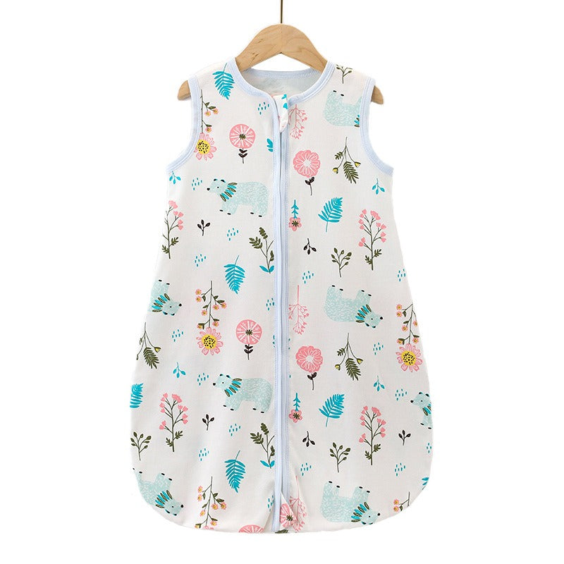Baby sleeping bag Class A integrated four season mushroom sleeping bag zipper vest pure cotton baby anti kick vest