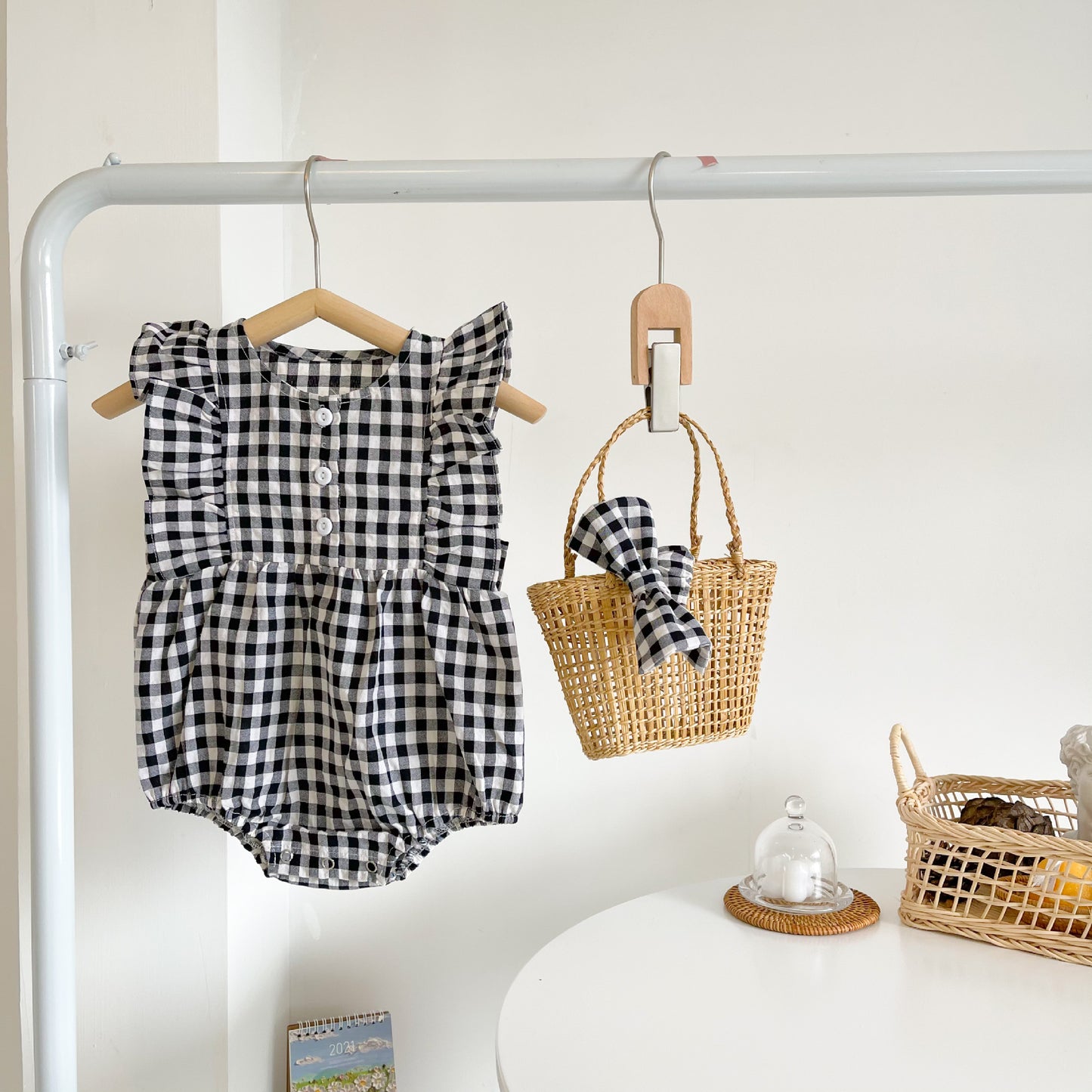 Summer Baby Cotton Sleeveless Romper Korean Color Matching Plaid Fashion Baby Girl Jumpsuit