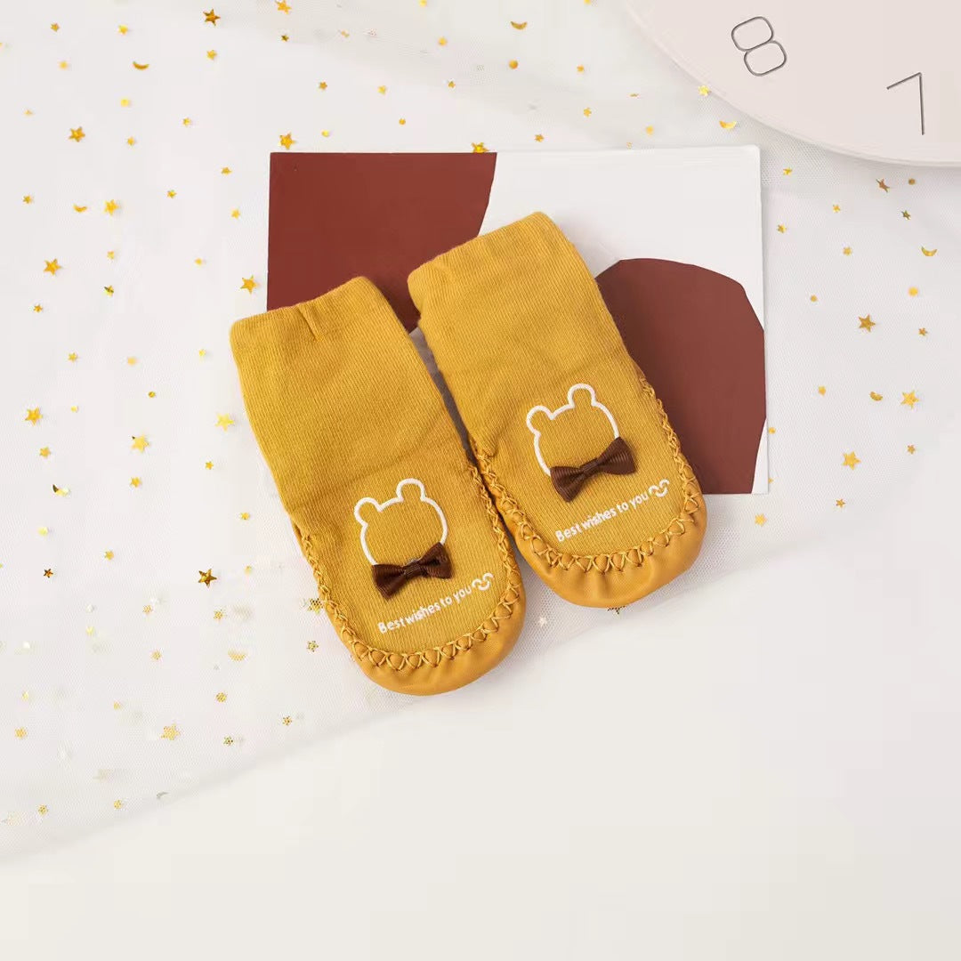 Spring and Autumn Baby Floor Socks Middle Tube Anti-slip Children's Toddler Shoes Combed Cotton Newborn 0-3 Years Old Socks