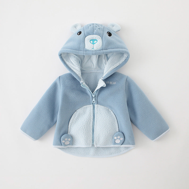 Boys Polar Fleece Jacket Girls Coat Autumn and Winter Clothes Baby Fleece Hooded Tops Baby Clothes