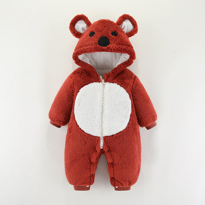 Baby Clothes Autumn And Winter Clothes One-Piece Thickened Romper Newborn Cotton Coat Outing Suit Hugging Clothes