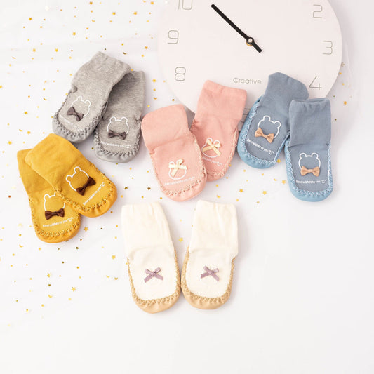 Spring and Autumn Baby Floor Socks Middle Tube Anti-slip Children's Toddler Shoes Combed Cotton Newborn 0-3 Years Old Socks