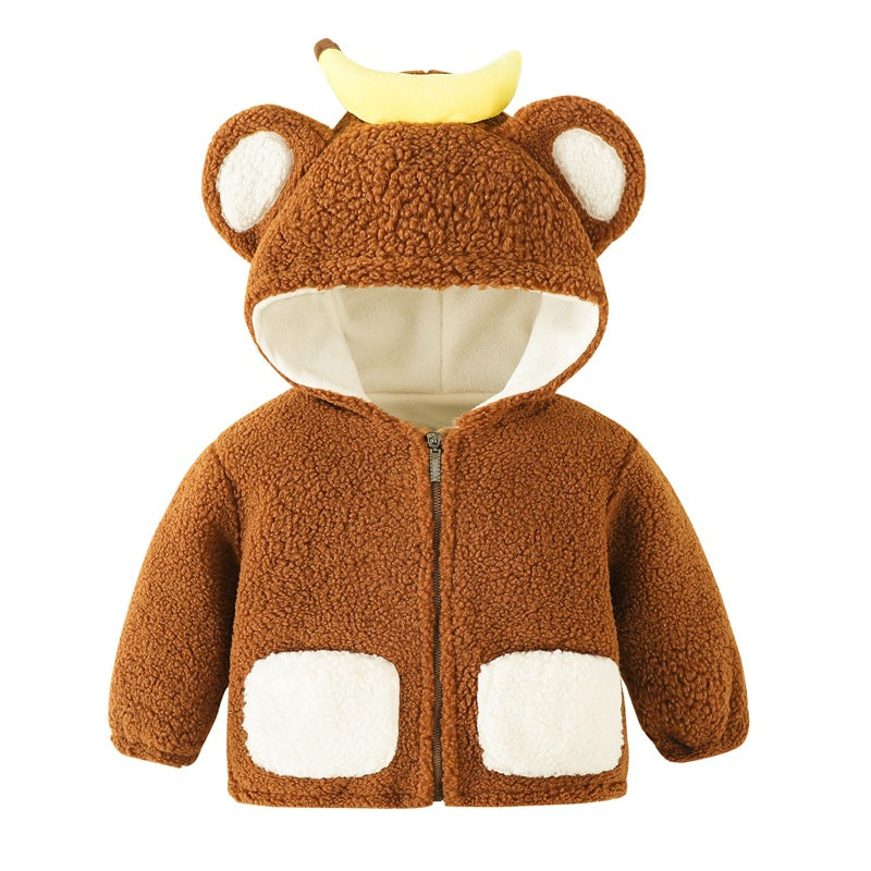 Boys Polar Fleece Jacket Girls Coat Autumn and Winter Clothes Baby Fleece Hooded Tops Baby Clothes