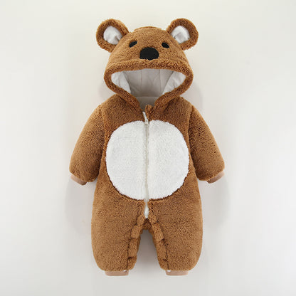 Baby Clothes Autumn And Winter Clothes One-Piece Thickened Romper Newborn Cotton Coat Outing Suit Hugging Clothes