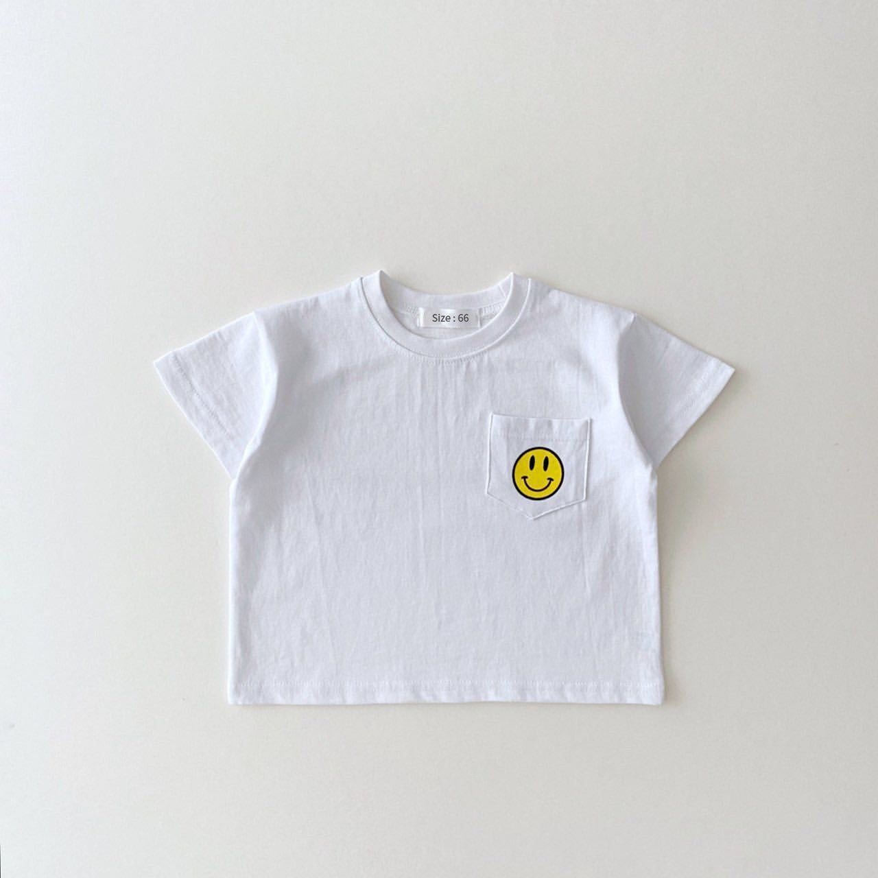 INS Korean Baby Summer Short-Sleeved T-Shirt Boys And Girls Smiley Print Round Neck Simple T-Shirt