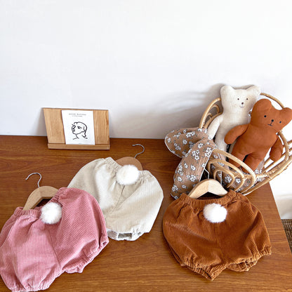 Unisex baby spring PP pants baby corduroy pants go out new foreign style children's bread pants pumpkin pants shorts