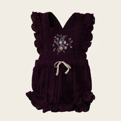 Summer Baby Thin Cotton Yarn Sling Pack Fart Clothes Ins Children Nordic Style Baby One-Piece Romper