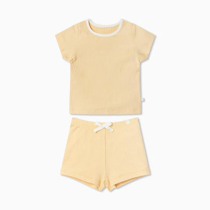 Summer Children's Ice Silk Cotton Short Sleeve Suit 2 Piece Sports Clothes Baby Thin Home Clothes