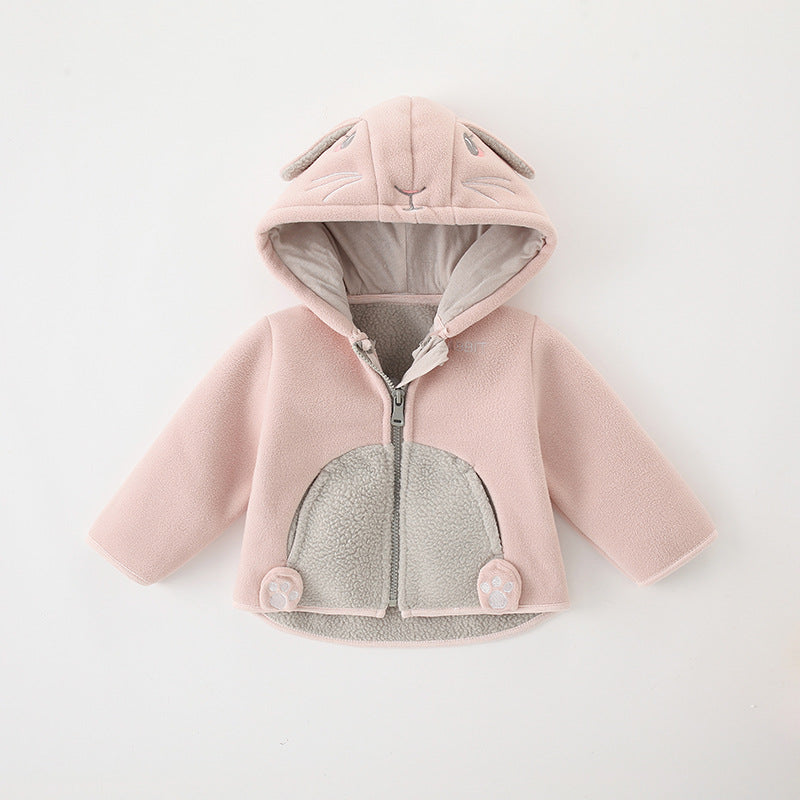Boys Polar Fleece Jacket Girls Coat Autumn and Winter Clothes Baby Fleece Hooded Tops Baby Clothes