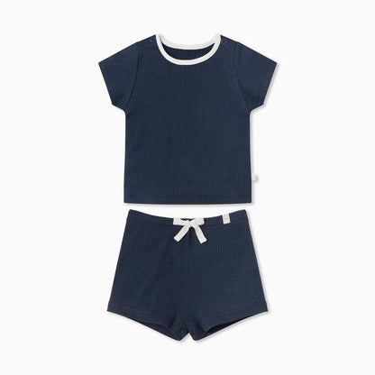 Summer Children's Ice Silk Cotton Short Sleeve Suit 2 Piece Sports Clothes Baby Thin Home Clothes
