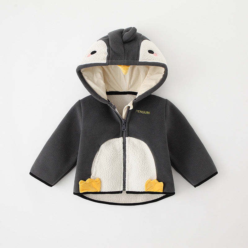 Boys Polar Fleece Jacket Girls Coat Autumn and Winter Clothes Baby Fleece Hooded Tops Baby Clothes