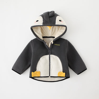 Boys Polar Fleece Jacket Girls Coat Autumn and Winter Clothes Baby Fleece Hooded Tops Baby Clothes