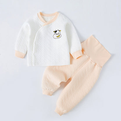 Baby warm suit spring and autumn cotton high waist belly protection underwear thickening boys autumn clothes long pants boys baby home clothes