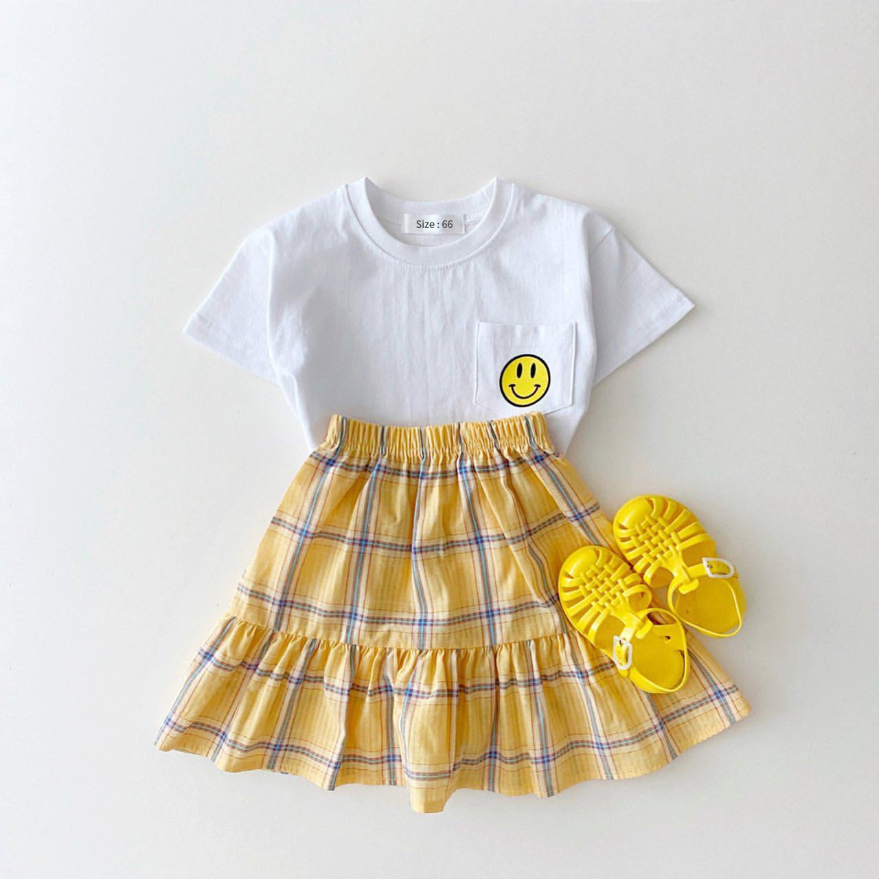 INS Korean Baby Summer Short-Sleeved T-Shirt Boys And Girls Smiley Print Round Neck Simple T-Shirt