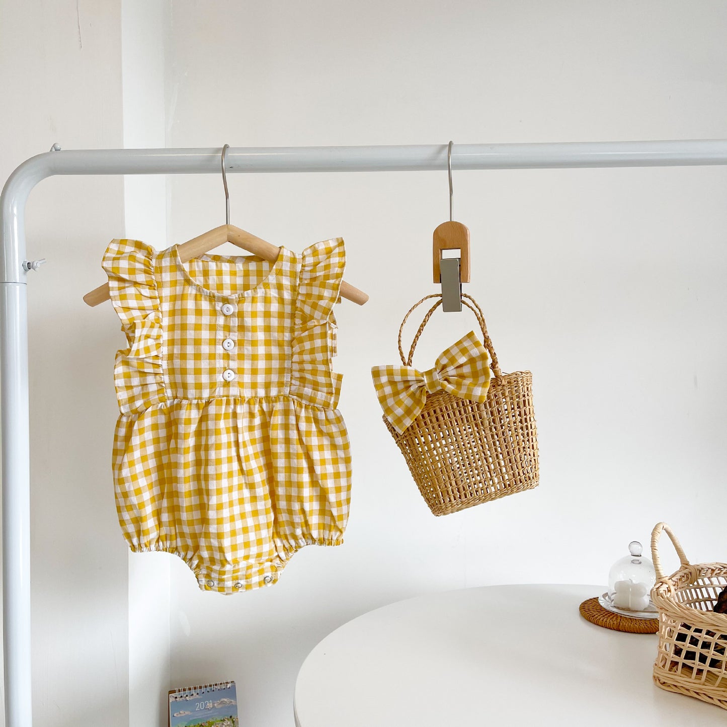 Summer Baby Cotton Sleeveless Romper Korean Color Matching Plaid Fashion Baby Girl Jumpsuit