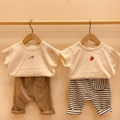 Children's clothing spring and summer boys and girls all match casual stripes comfortable pants baby trousers