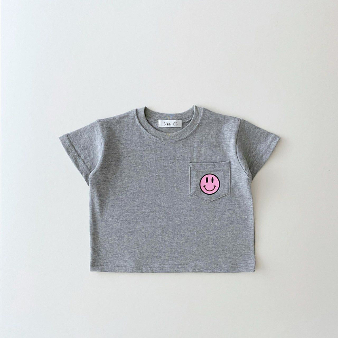 INS Korean Baby Summer Short-Sleeved T-Shirt Boys And Girls Smiley Print Round Neck Simple T-Shirt